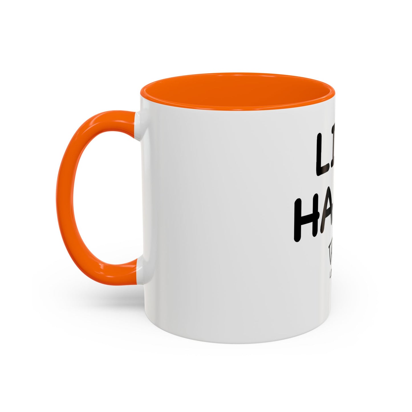 Live Happy Accent Coffee Mug - Inspirational Drinkware for Coffee Lovers, Gift for Friends, Motivation Mug, Black and White Design