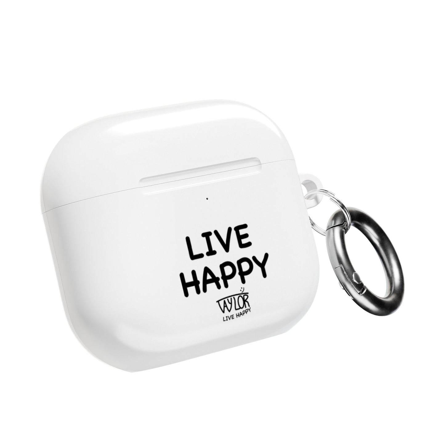 Live Happy AirPod Case, Cute Earbuds Holder, Gift for Music Lovers, Motivational Accessory, Unique Tech Gift