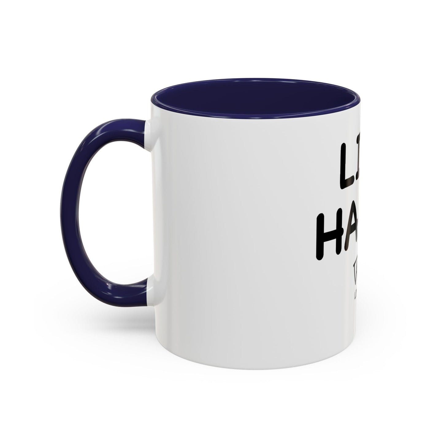 Live Happy Accent Coffee Mug - Inspirational Drinkware for Coffee Lovers, Gift for Friends, Motivation Mug, Black and White Design
