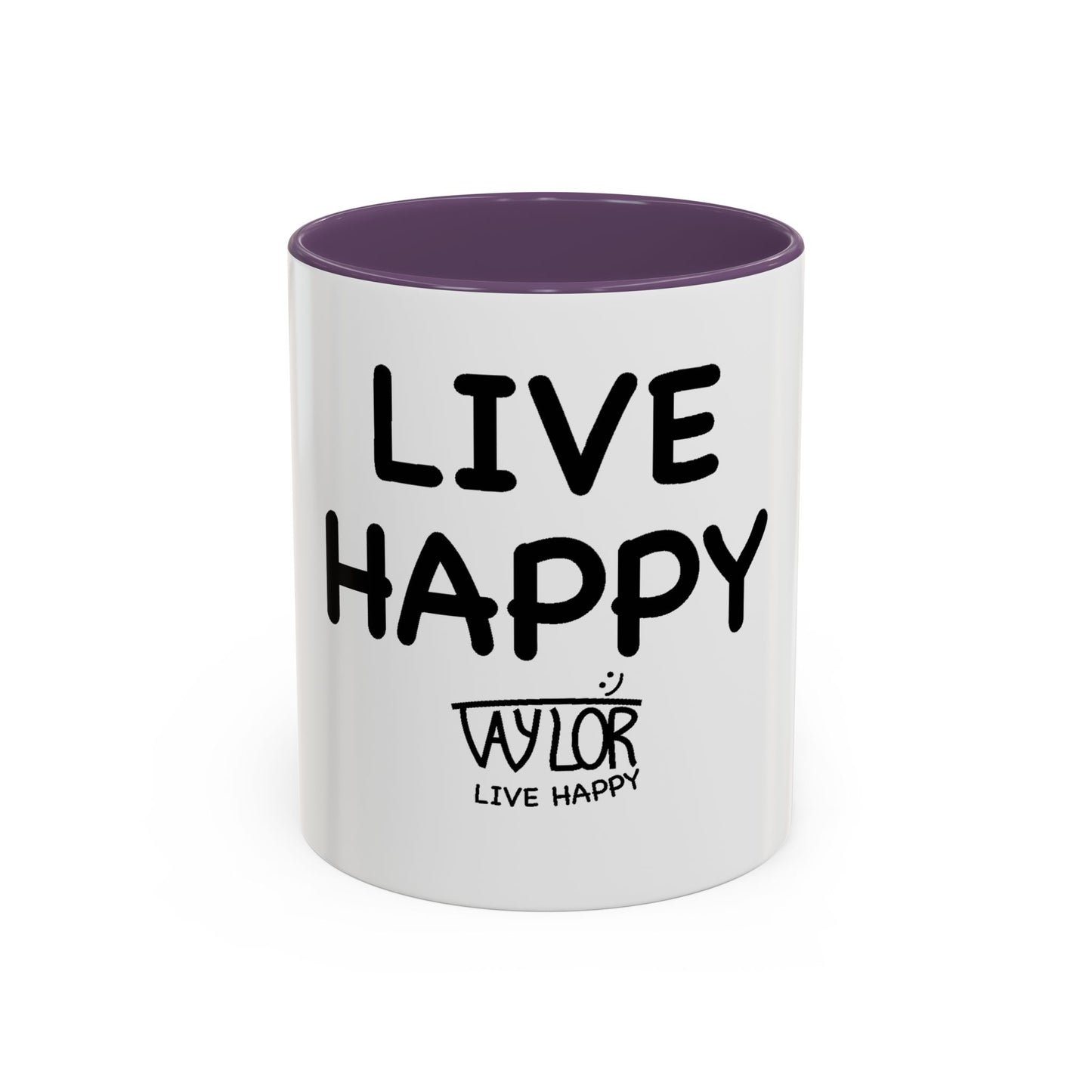 Live Happy Accent Coffee Mug - Inspirational Drinkware for Coffee Lovers, Gift for Friends, Motivation Mug, Black and White Design