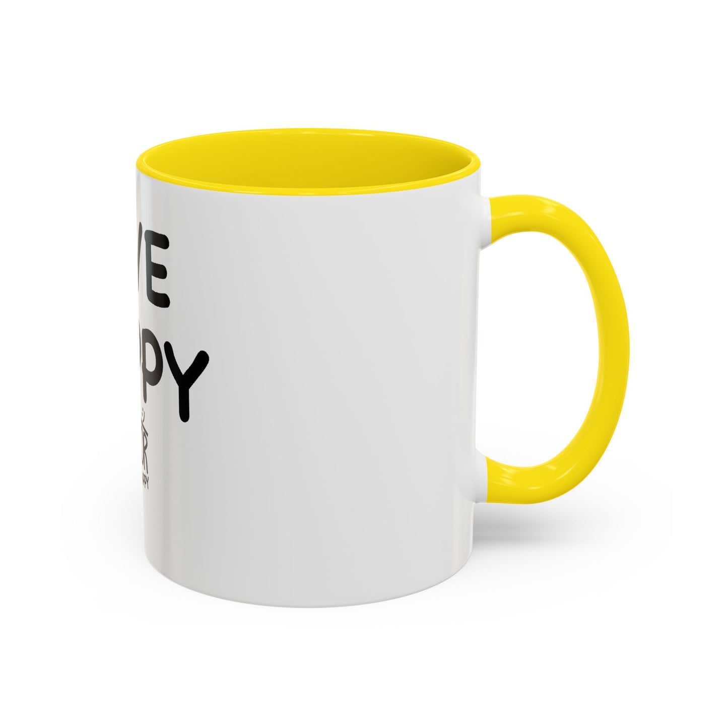 Live Happy Accent Coffee Mug - Inspirational Drinkware for Coffee Lovers, Gift for Friends, Motivation Mug, Black and White Design