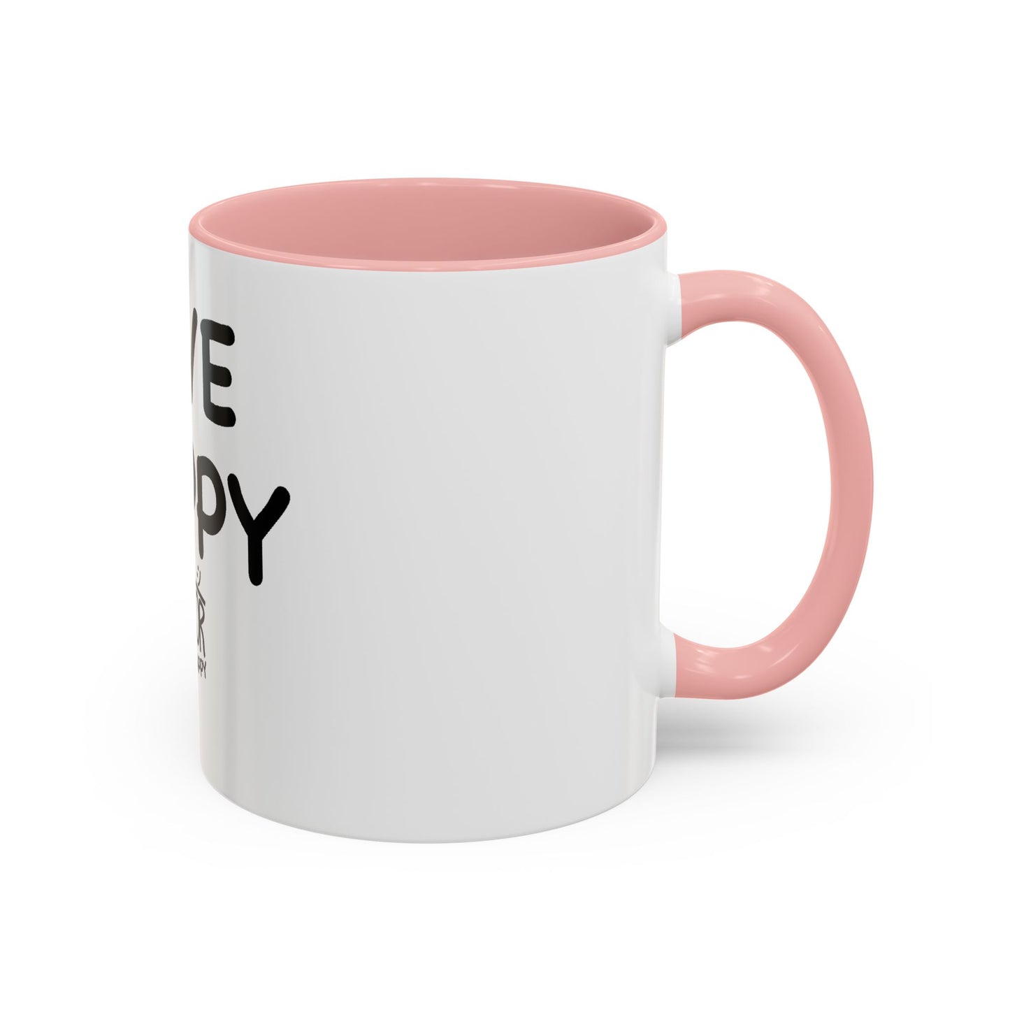 Live Happy Accent Coffee Mug - Inspirational Drinkware for Coffee Lovers, Gift for Friends, Motivation Mug, Black and White Design
