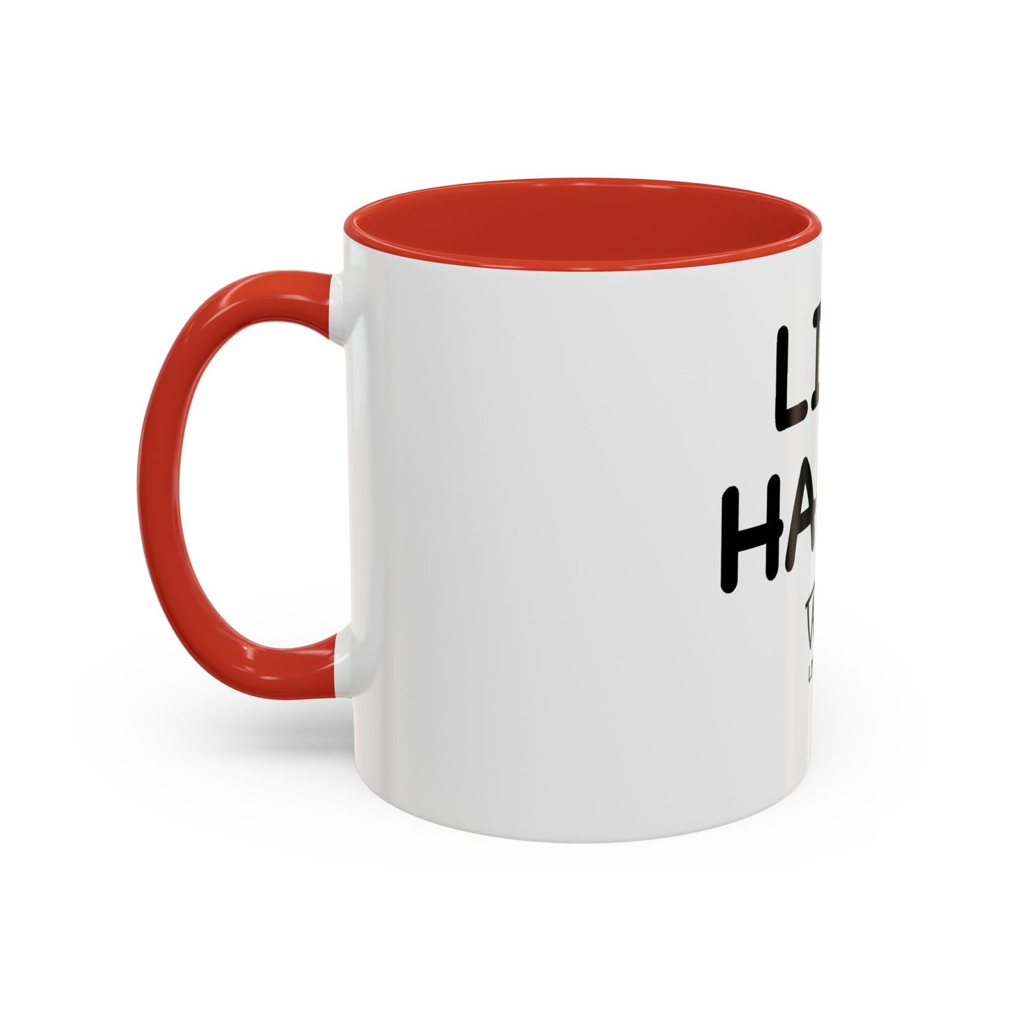 Live Happy Accent Coffee Mug - Inspirational Drinkware for Coffee Lovers, Gift for Friends, Motivation Mug, Black and White Design