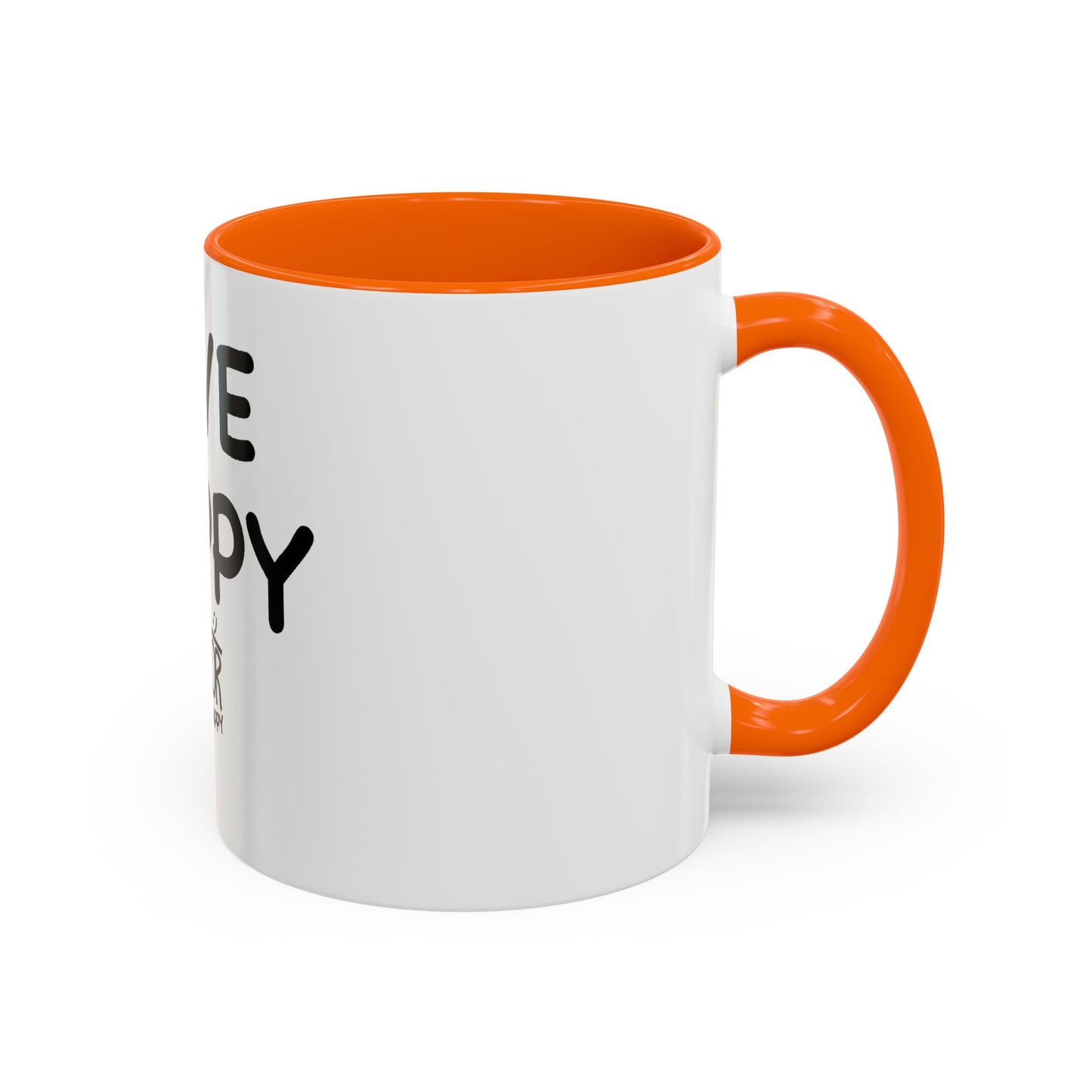 Live Happy Accent Coffee Mug - Inspirational Drinkware for Coffee Lovers, Gift for Friends, Motivation Mug, Black and White Design
