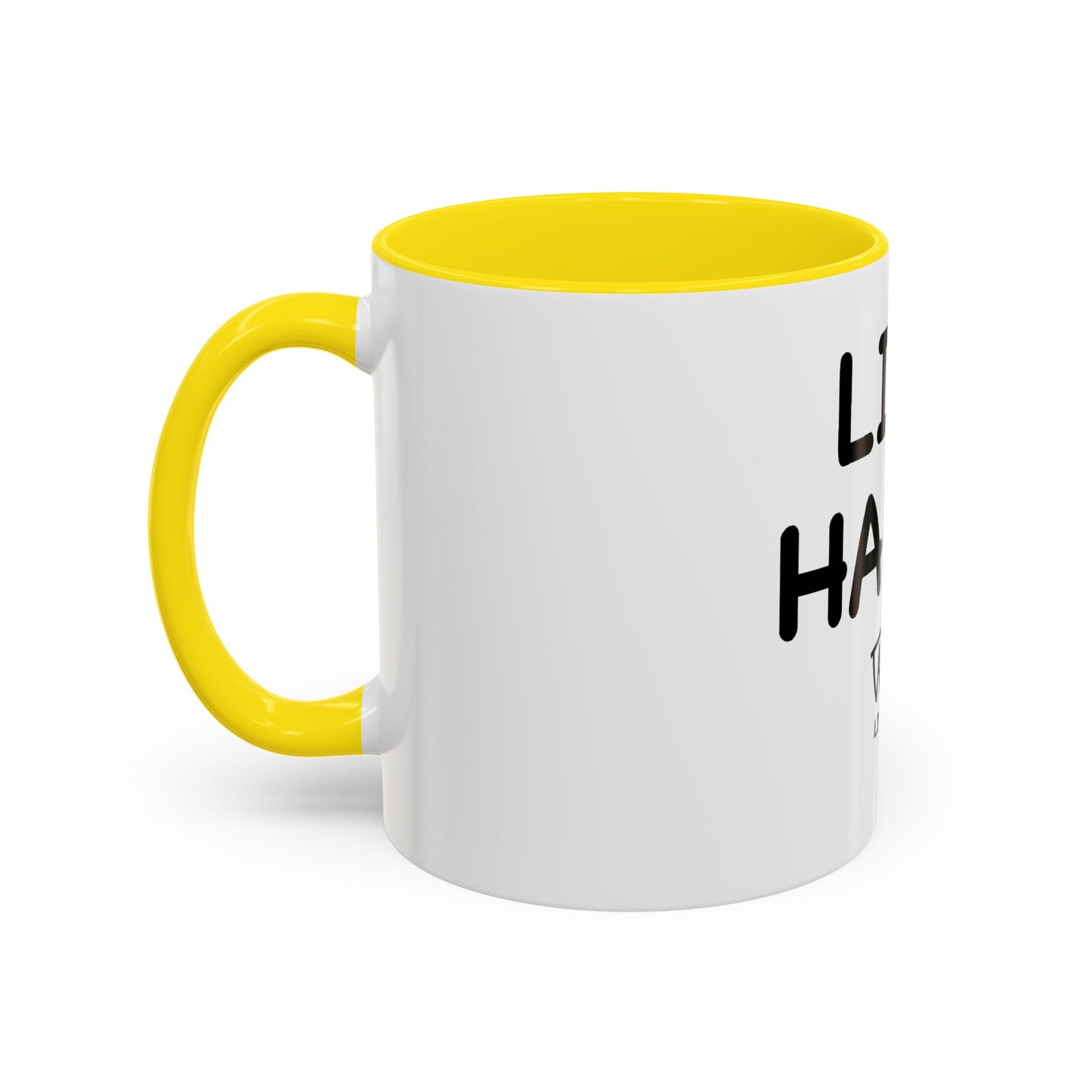 Live Happy Accent Coffee Mug - Inspirational Drinkware for Coffee Lovers, Gift for Friends, Motivation Mug, Black and White Design