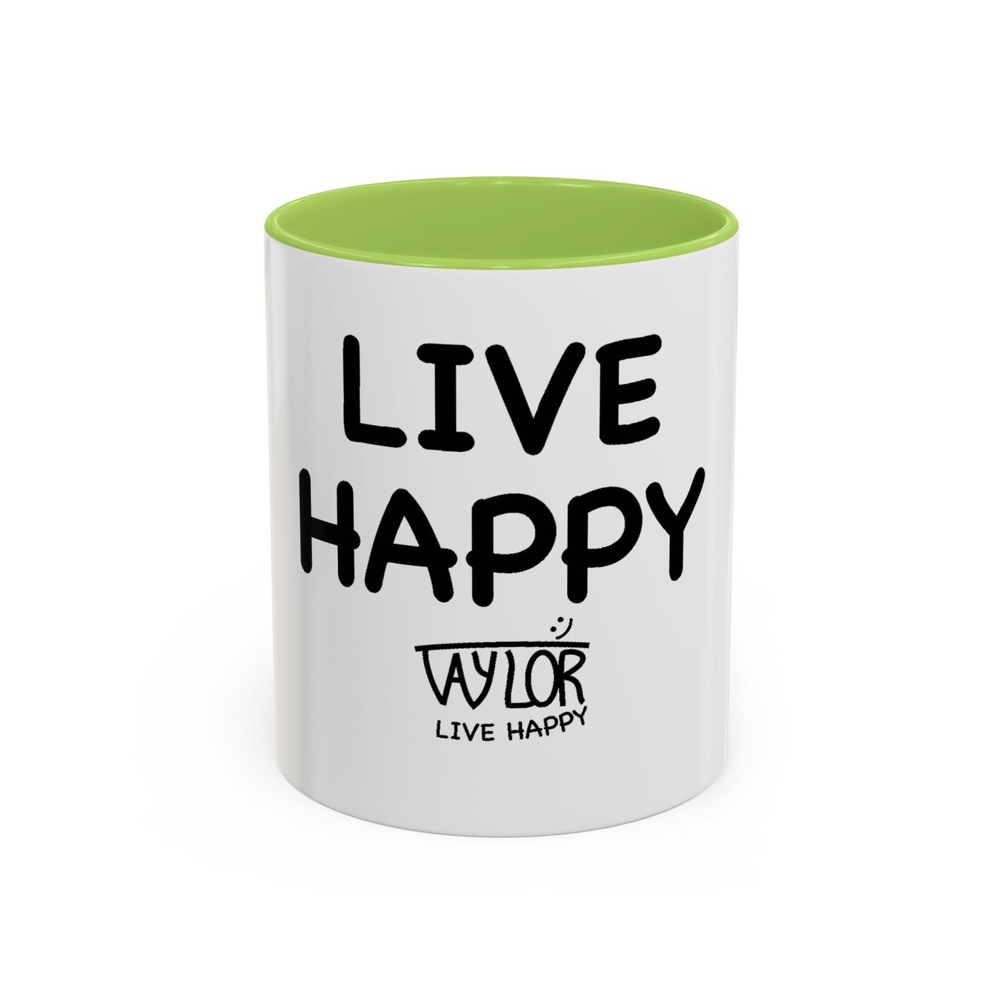 Live Happy Accent Coffee Mug - Inspirational Drinkware for Coffee Lovers, Gift for Friends, Motivation Mug, Black and White Design