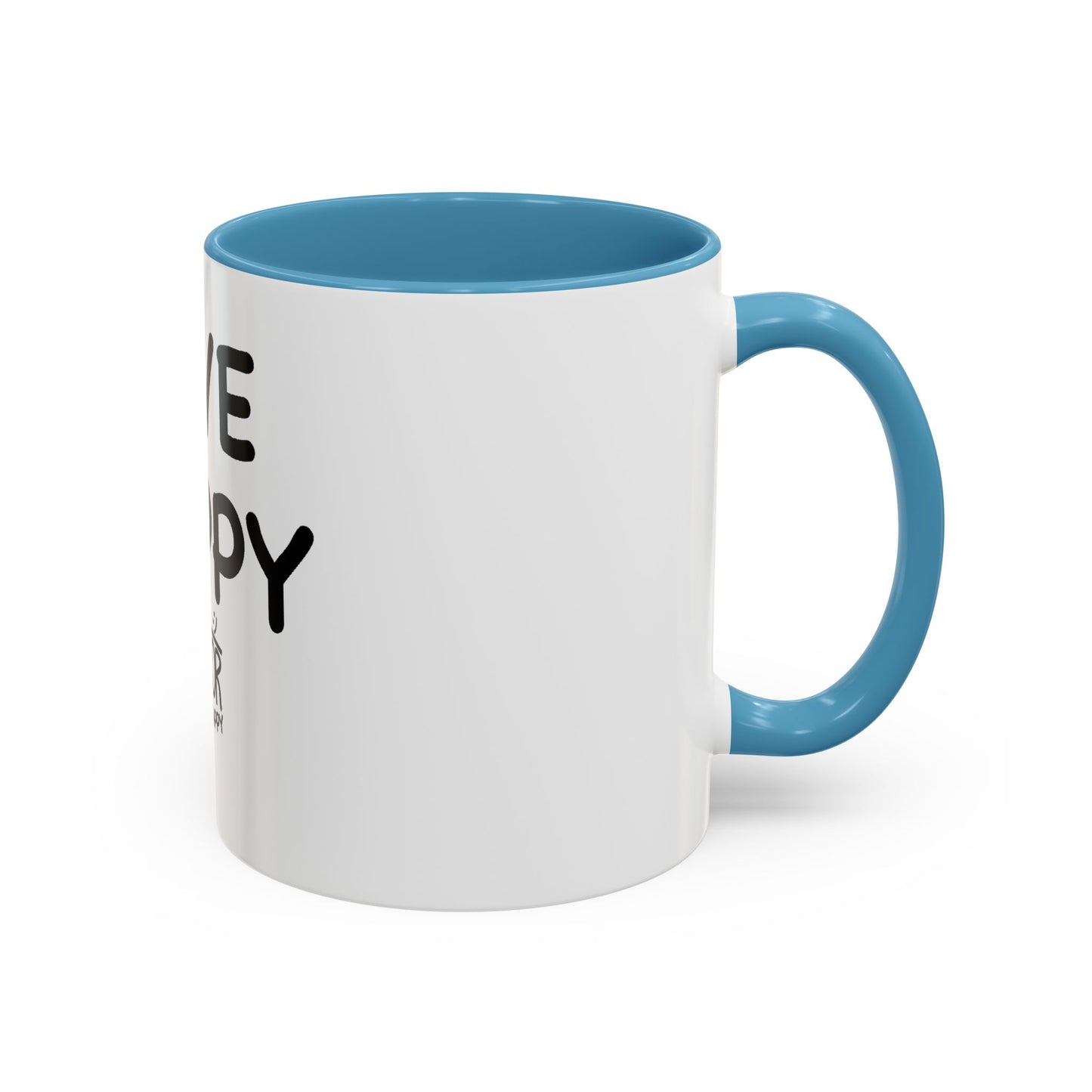 Live Happy Accent Coffee Mug - Inspirational Drinkware for Coffee Lovers, Gift for Friends, Motivation Mug, Black and White Design