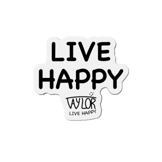 Live Happy Die-Cut Magnet, Inspirational Home Decor, Unique Gift for Friends, Positive Vibes Fridge Magnet, Motivational Office Accessory