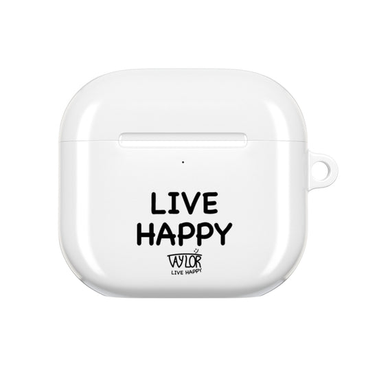 Live Happy AirPod Case, Cute Earbuds Holder, Gift for Music Lovers, Motivational Accessory, Unique Tech Gift