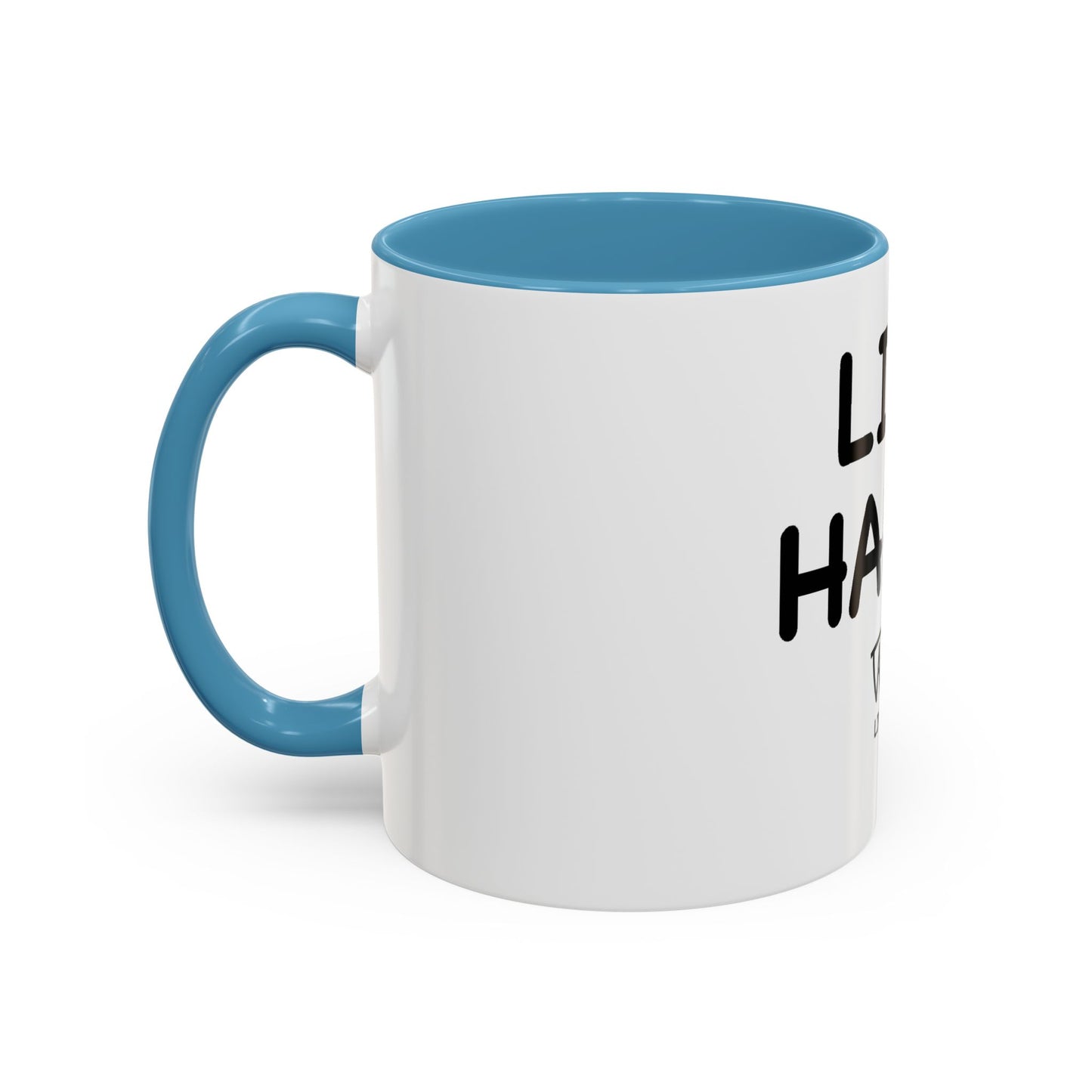 Live Happy Accent Coffee Mug - Inspirational Drinkware for Coffee Lovers, Gift for Friends, Motivation Mug, Black and White Design