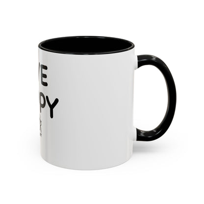 Live Happy Accent Coffee Mug - Inspirational Drinkware for Coffee Lovers, Gift for Friends, Motivation Mug, Black and White Design