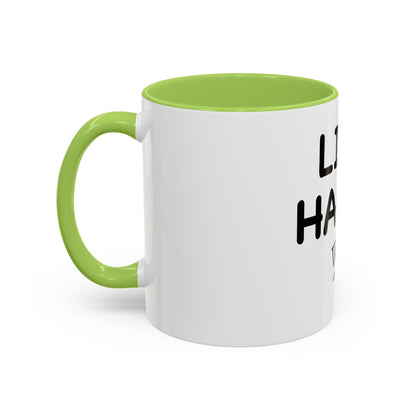 Live Happy Accent Coffee Mug - Inspirational Drinkware for Coffee Lovers, Gift for Friends, Motivation Mug, Black and White Design