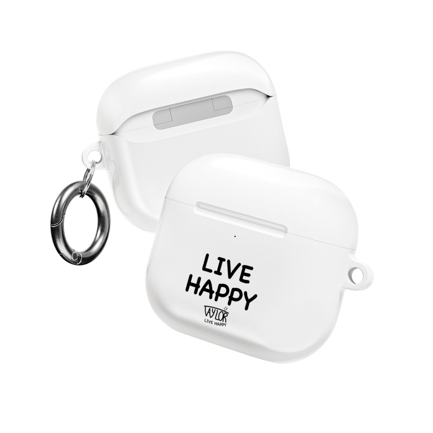 Live Happy AirPod Case, Cute Earbuds Holder, Gift for Music Lovers, Motivational Accessory, Unique Tech Gift