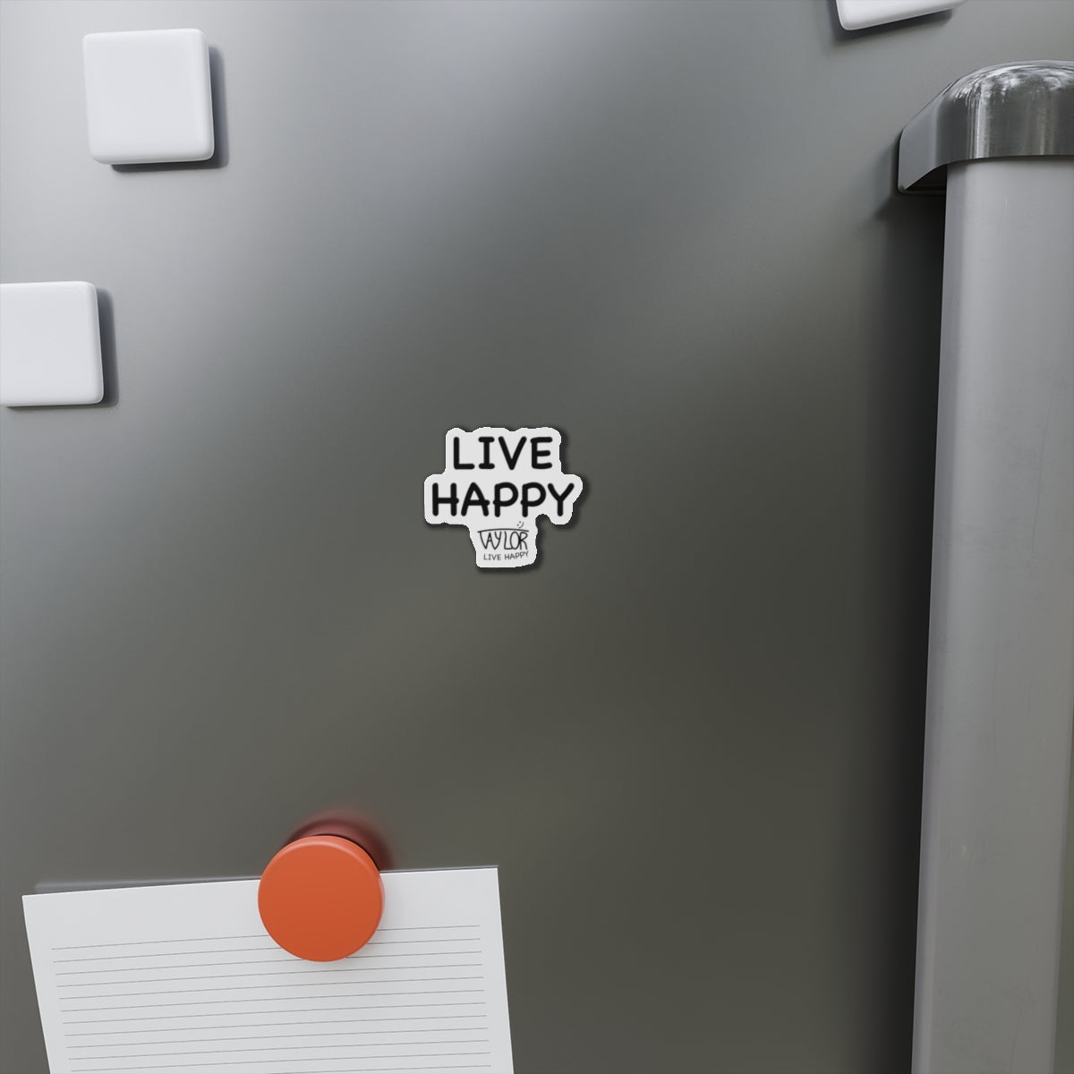 Live Happy Die-Cut Magnet, Inspirational Home Decor, Unique Gift for Friends, Positive Vibes Fridge Magnet, Motivational Office Accessory