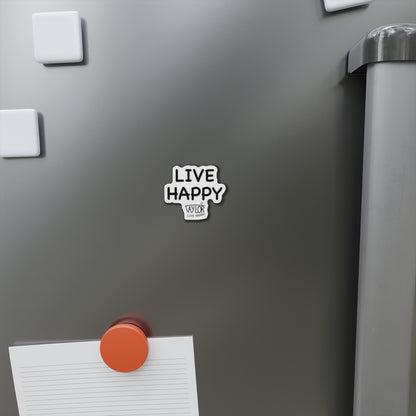 Live Happy Die-Cut Magnet, Inspirational Home Decor, Unique Gift for Friends, Positive Vibes Fridge Magnet, Motivational Office Accessory