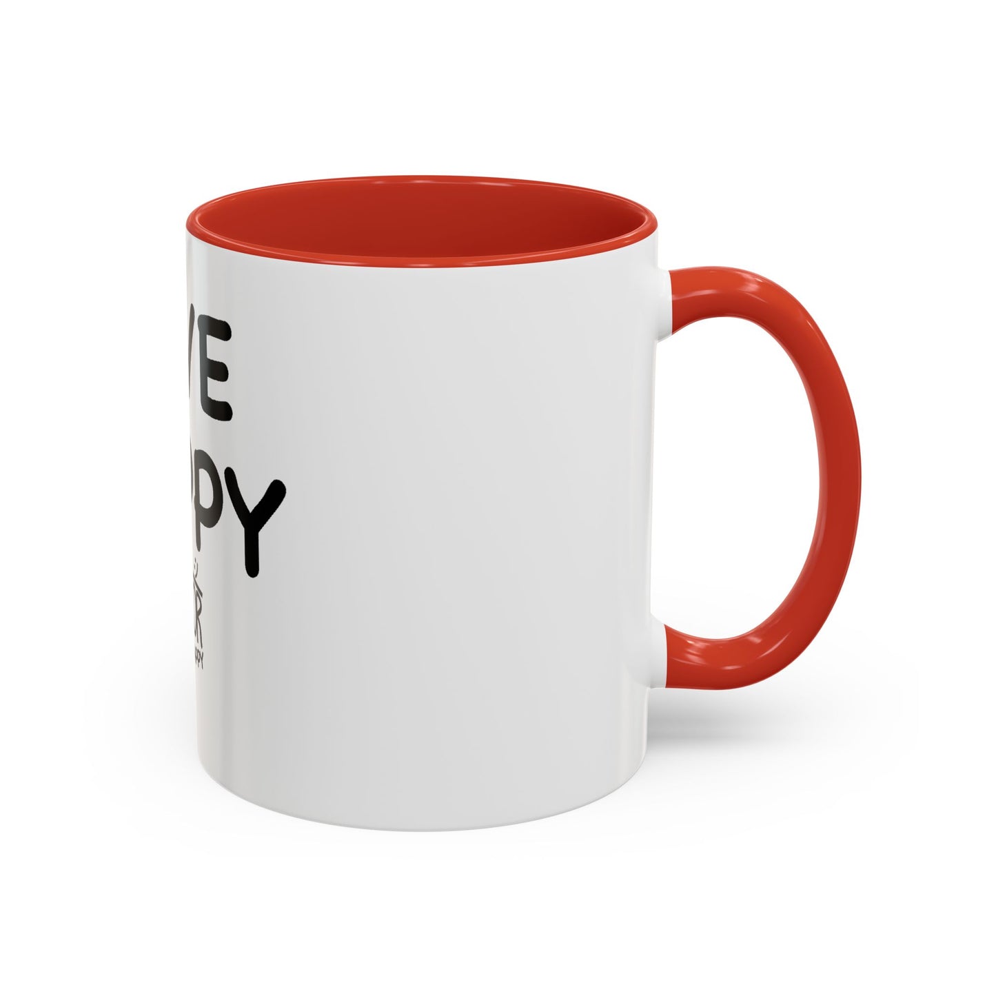 Live Happy Accent Coffee Mug - Inspirational Drinkware for Coffee Lovers, Gift for Friends, Motivation Mug, Black and White Design