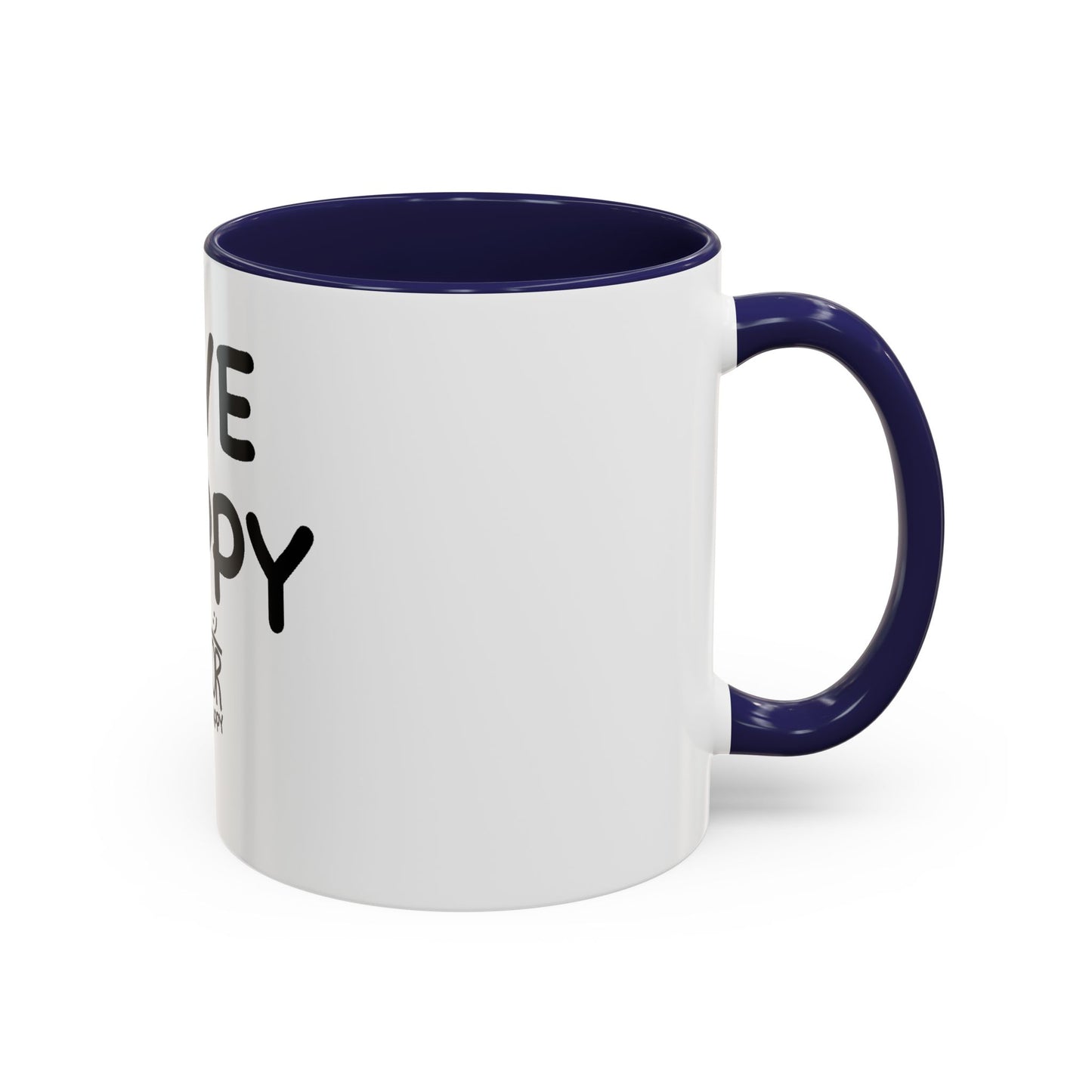 Live Happy Accent Coffee Mug - Inspirational Drinkware for Coffee Lovers, Gift for Friends, Motivation Mug, Black and White Design