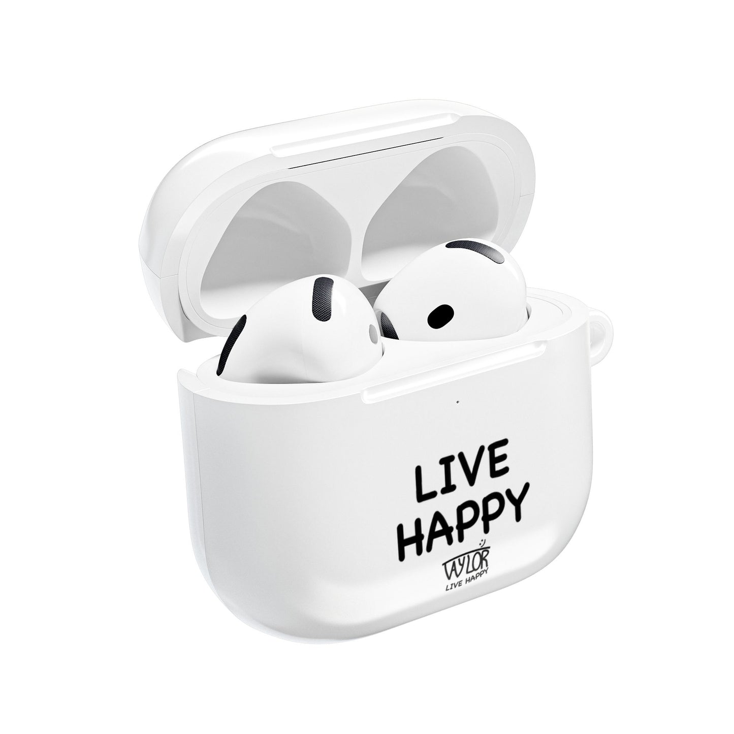 Live Happy AirPod Case, Cute Earbuds Holder, Gift for Music Lovers, Motivational Accessory, Unique Tech Gift