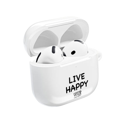 Live Happy AirPod Case, Cute Earbuds Holder, Gift for Music Lovers, Motivational Accessory, Unique Tech Gift